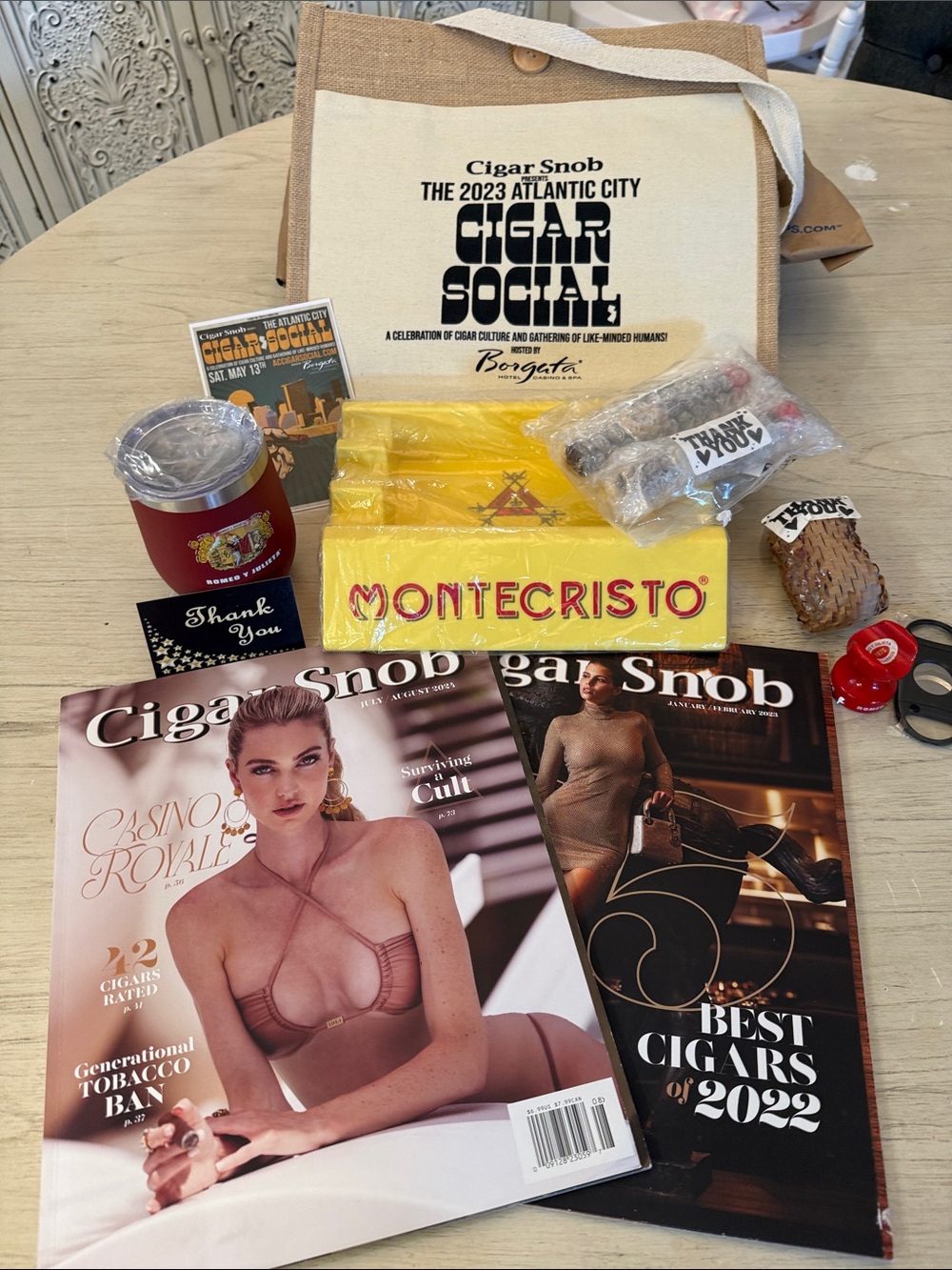 11 item Bundle Cigar Snob 2023 Cigar Snob Jute tote, cigars bunch goodies